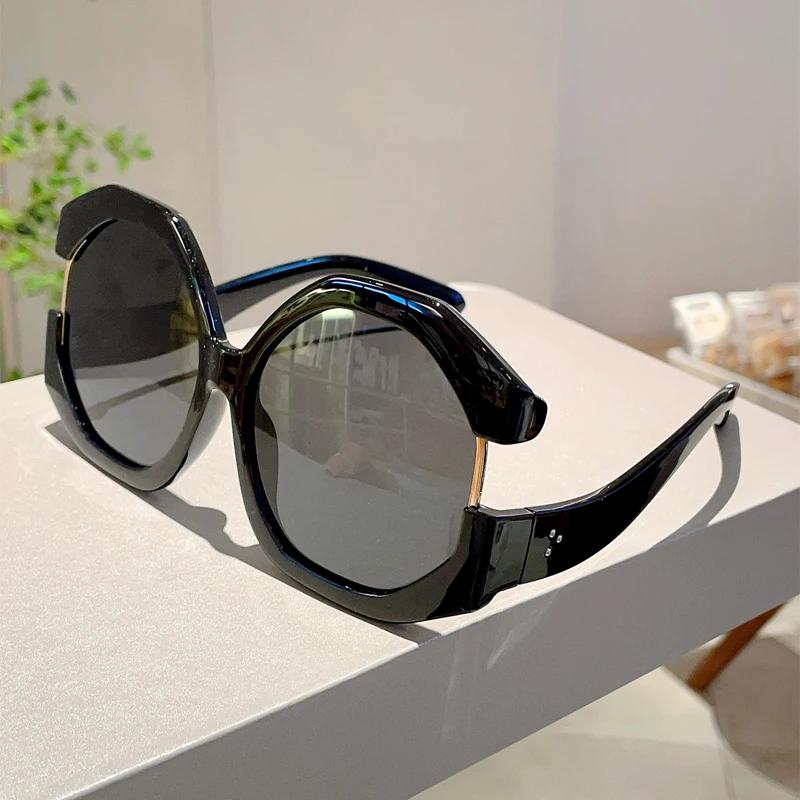 KAMMPT Oversized Round Sunglasses Women Vintage Multi Color Sun Glasses Fashion Brand Design UV Protection Outdoor Vacation