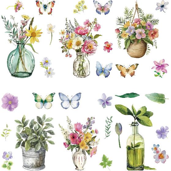 CRASPIRE Green Leaf Window Decal 8 Sheets Adhesive Jungle Leaves Window Stickers Removable Waterproof PVC Clings for Home Living Room Balcony Kitchen