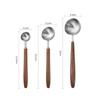 Wooden Handle Stainless Steel Coffee Scoop Tablespoon Measuring Spoon Walnut Wood Long Handle Coffee Spoons For Bar Kitchen