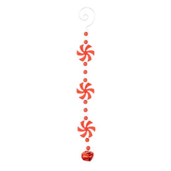 Yousheng Christmas Tree Pendant Red White Candy Cane Design Hanging Pendant with Bells Candy Bars Beads Christmas Party Decoration