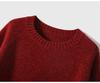 Women's Red Kangsai Ni Cashmere Round Neck Pullover Sweater - Thick, Loose Knit for New Year and Christmas