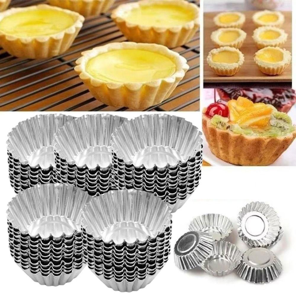 50Pcs Non-Stick Egg Tart Cup Mold Aluminium Zinc Zinc Alloy Kitchen Baking Mold Bakery Accessories