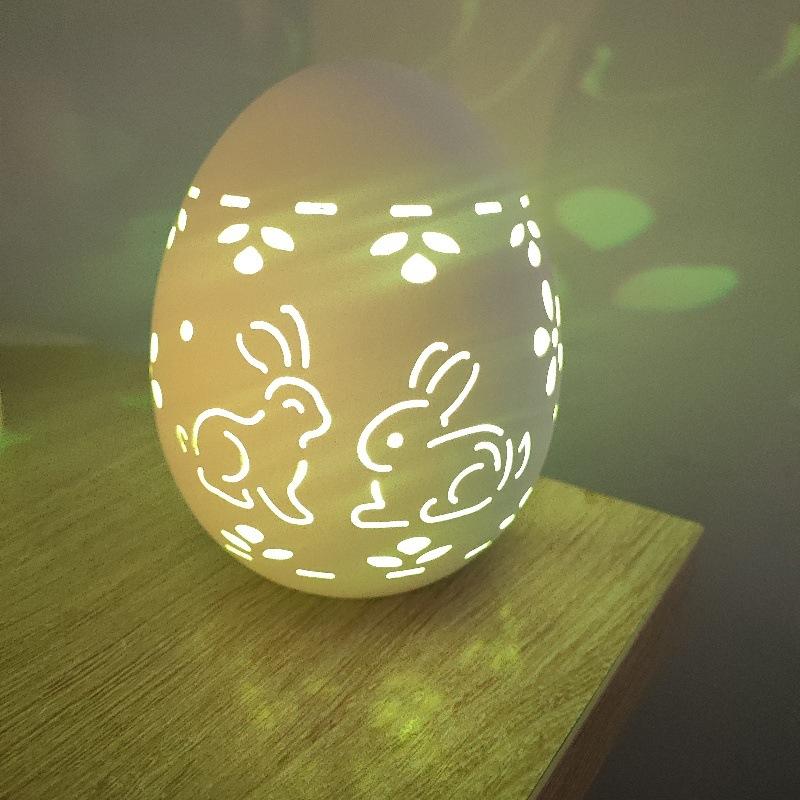 Easter egg hollowed-out luminous rabbit Easter desktop decoration ceramic craft ornament European style