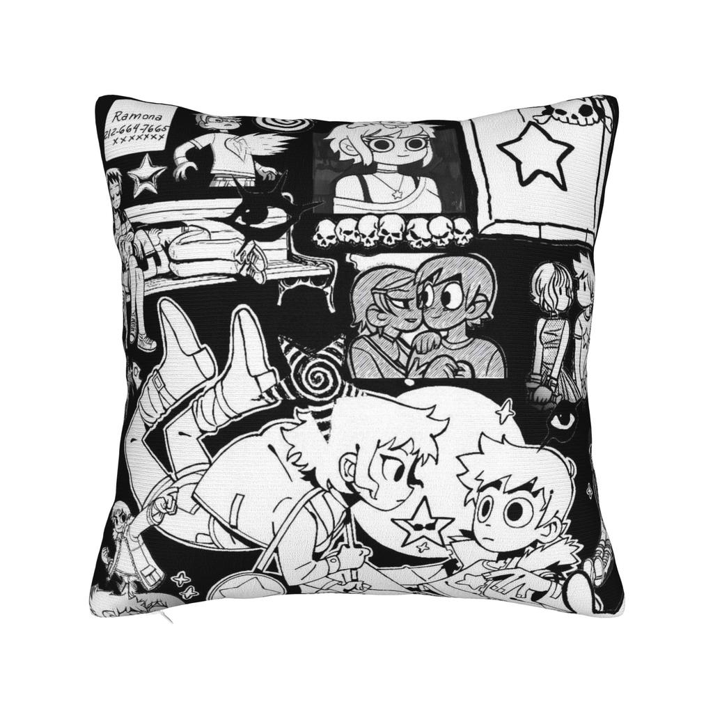 Scott Pilgrim Group Battle Pillow Case Square Pillow Cover Cute Funny Cushion Cover For Sofa Bedroom Home Decor
