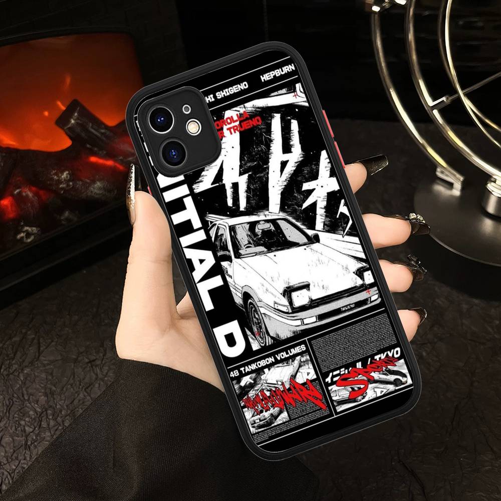 Racing Anime Initial D Phone Cases For IPhone 16 15 14 Plus 13 12 11 Pro Max Matte Oft Bumper Phone Cover