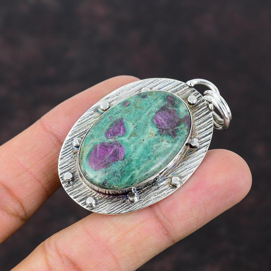Ruby Fuchsite Pendant Handmade Wonderful Jewelry 925 Sterling Silver Pendant Dainty Gemstone Jewelry Birthstone Pendant Gift For Anniversary