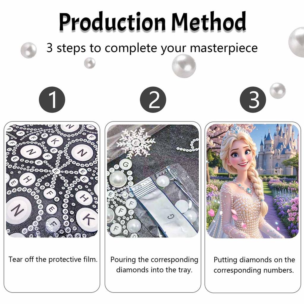 Disney Perlenmalerei Frozen Elsas Kreativer Perlenstil Illustration Kunstmalerei 5D DIY Perlenstickerei Mosaik Kreuzstich-Set Heimdekoration