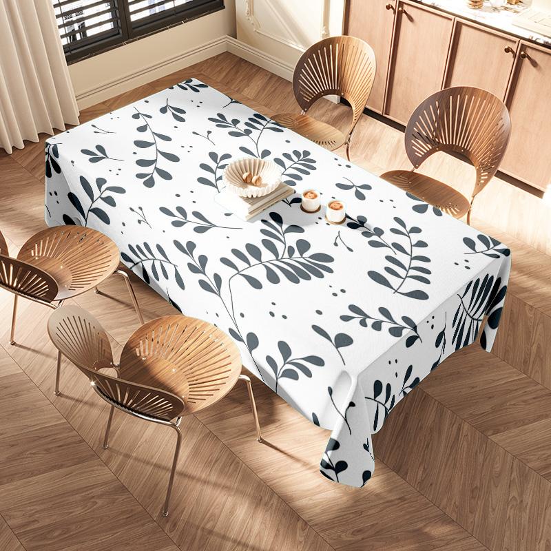 Modern Floral Tablecloth White Dining Room Decorations Placemats with Tassels for Kitchen Decoration 150x240cm Black Grey Patter