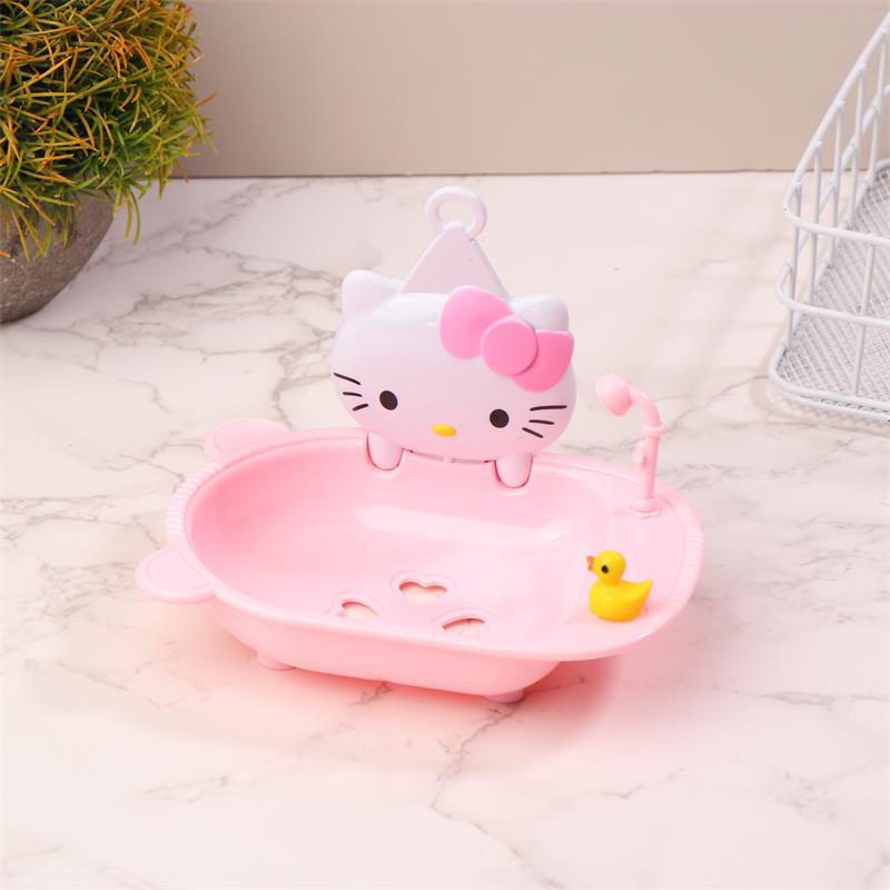 

Cartoon Sanrio Soap Box Cute Hello Kitty Soap Dish Household Bathroom Wall-Mounted Laundry Soap Drain Frame Home Decoration Gift розовый