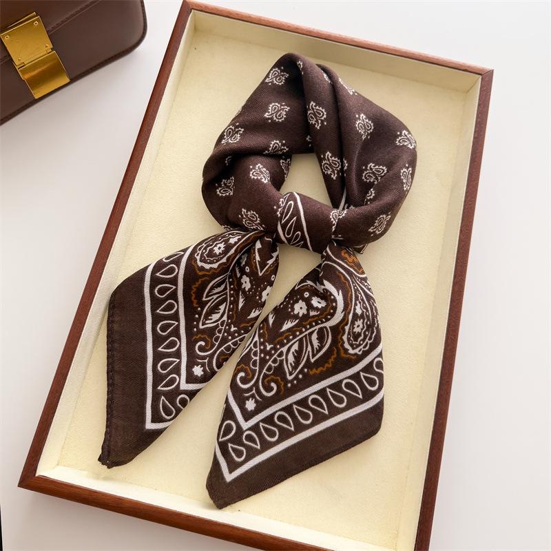 American Western retro imitation velvet herringbone pattern cotton and linen small square scarf silk scarf headscarf shawl decorative scarf scarf