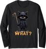What Cat Black Cat Halloween Scary Angry Funny Design Long Sleeve T-Shirt