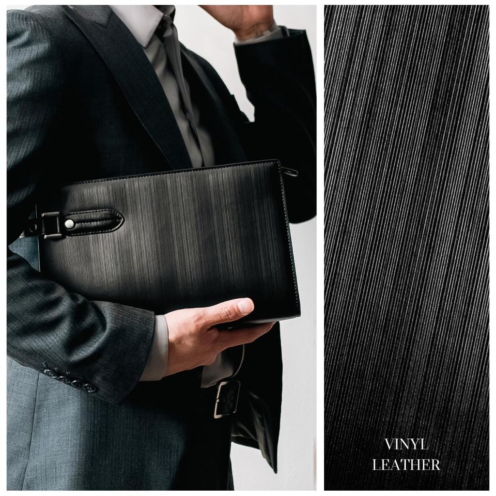 Second Wide Opening Clutch YKK Formal Cowhide Vinyl Black [Dom Teporna] Men's Bag, Bag, Zipper, Business, Occasions, Handbag, Leather, Leather,