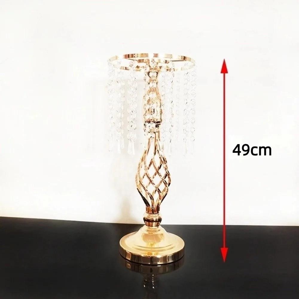 Fashion Crystal Candle Holder Golden Dinner Candlesticks Flower Vase Wedding Centerpiece
