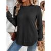 JPNTKY Women's Fashion Casual Solid Color Print Long Sleeve O-Neck Blouses & Shirts
