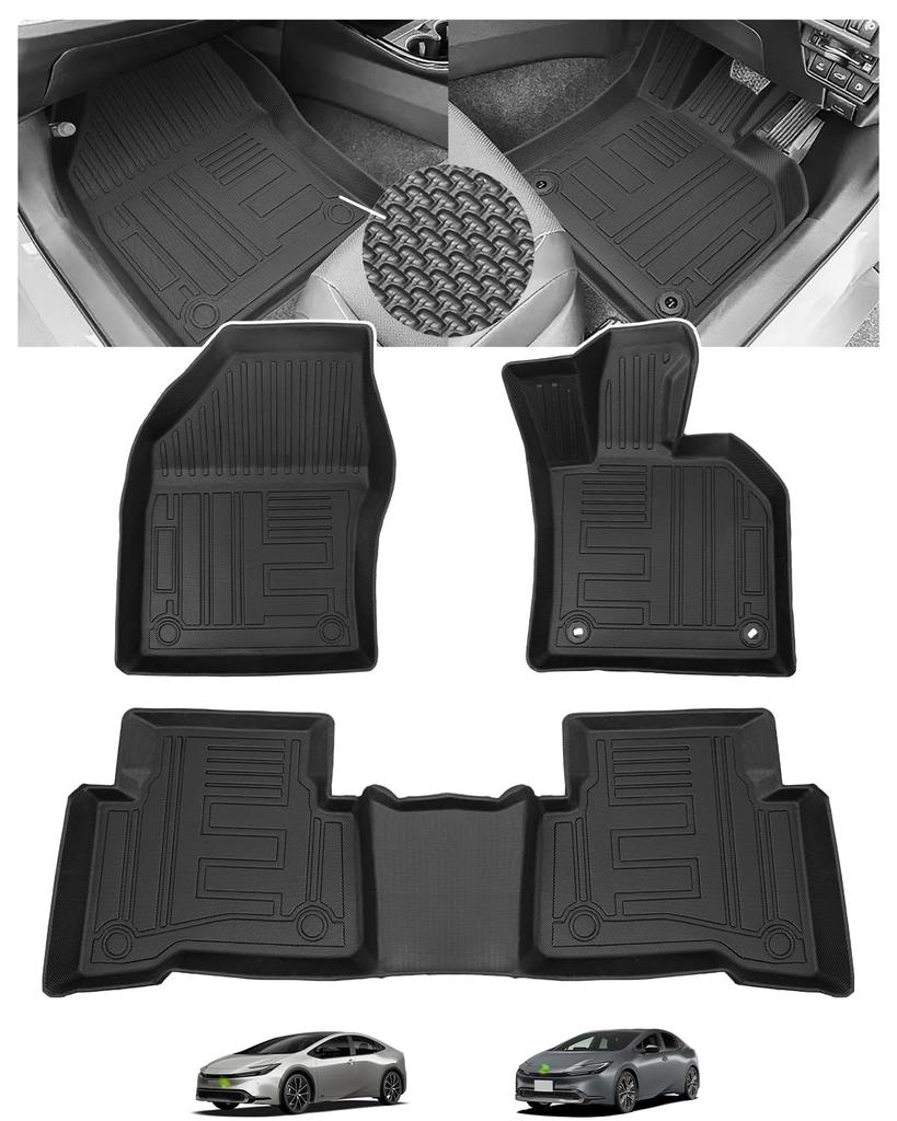 3D Floor Mats for the New Toyota Prius 60 Series Second Custom Design for Toyota Prius 60 2023 Genuine Replacement TPE Material with Special Texture