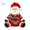 Plush Candy Storage Box Christmas Snack Bag, Clear Heart Window Doll with Back Zipper, Holiday Cookie Gift Soft Knitted Ornament Holder, Decorative