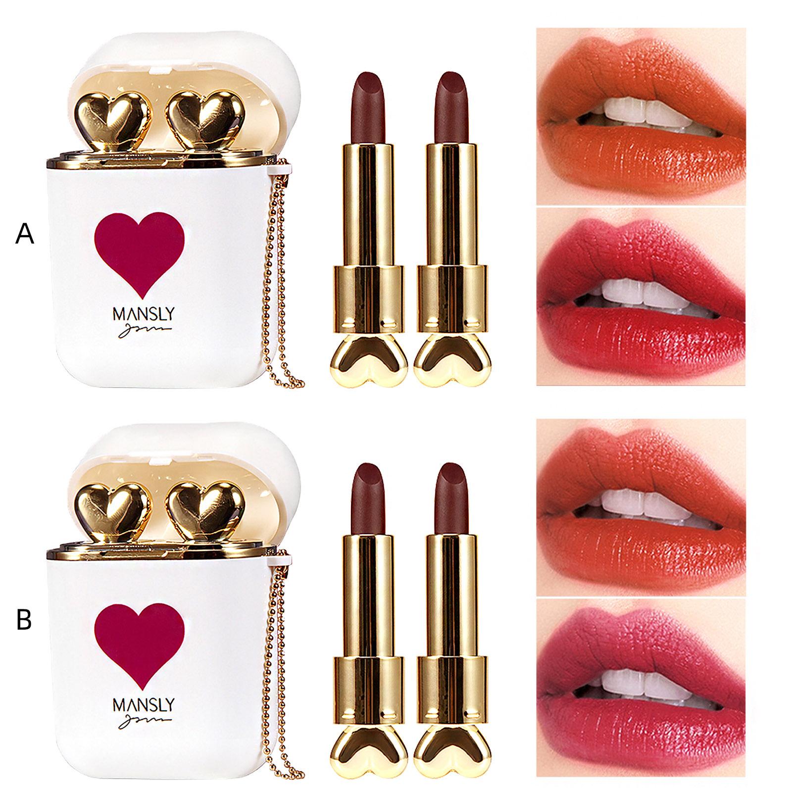 

Hengfang 2 компл./лот наушники Love Icon двойная трубка с антипригарным покрытием долговечная водонепроницаемая помада матовая помада в форме наушников губная помада телесного цвета красные губы макияж