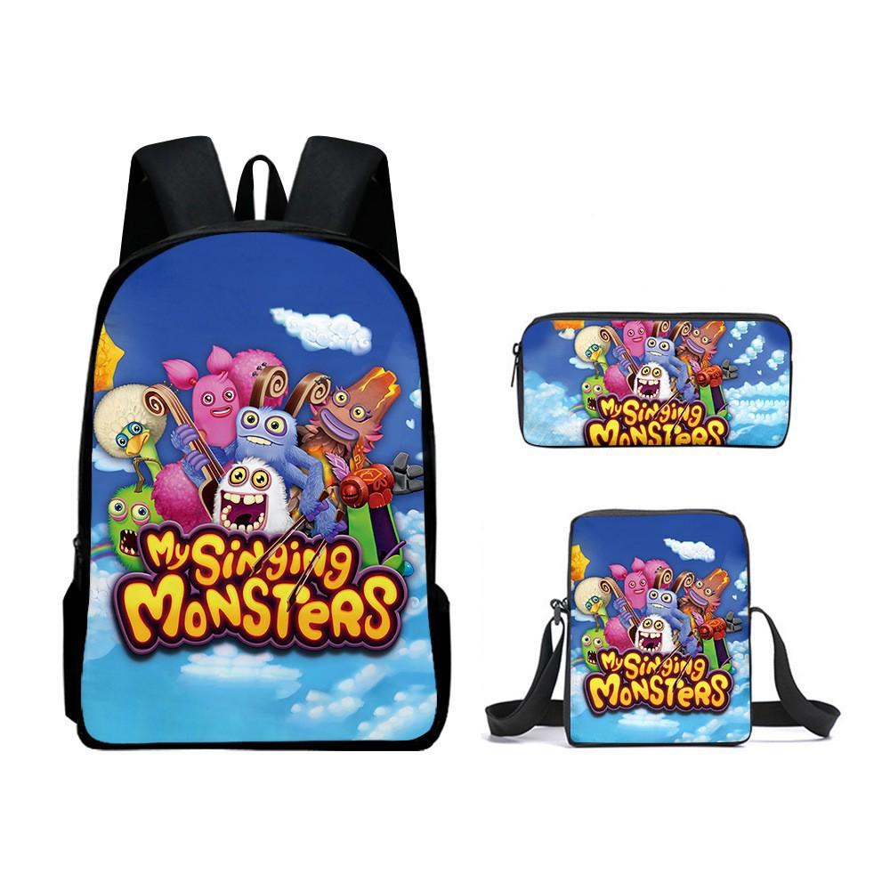 Monster Music Schoolbag Trendy Backpack European and American Retro Schoolbag Third Grade~ Fourth Grade Bag