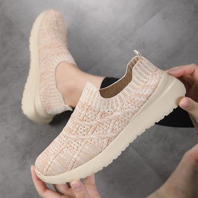 Frühling Neue Single Schuhe Damen Mesh Atmungsaktive Freizeitschuhe Fliegen Gewebte Damen Flache Schuhe Faule Schuhe Große Größe