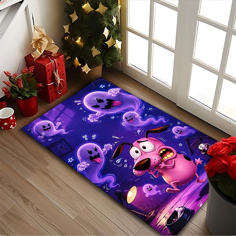 1pc Courage the Cowardly Dog Rug, Digital Printed Home Chair Sofa Mat, Durable Office Area Carpet, Beautiful Festival Decorations