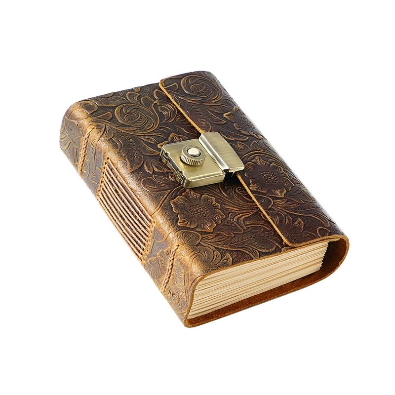Retro Leather Journey Diary Notepad Journal Planner Notebook with Password Lock for Women Men Kid Artist Writer Present
