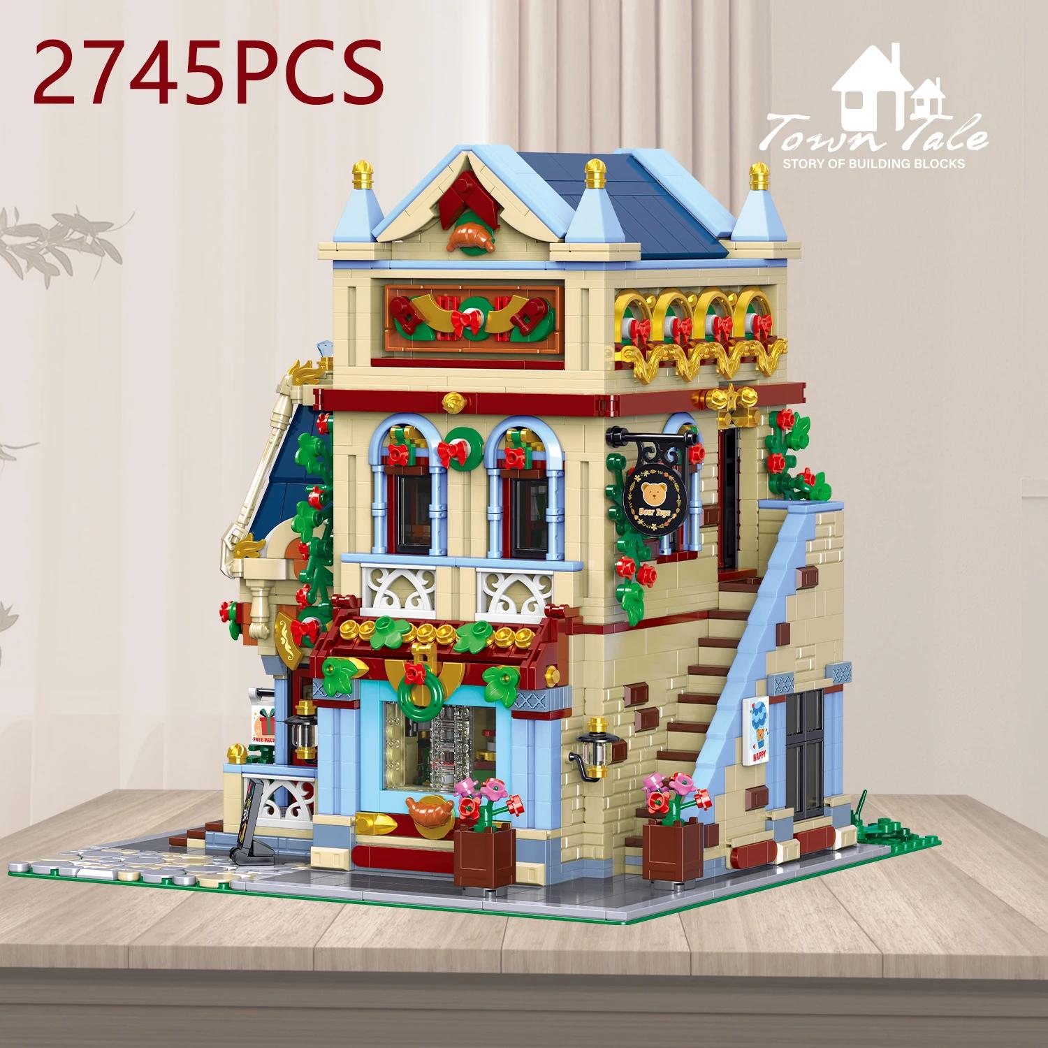 

2745PCS Bear Toy House Building Blocks Creative City Street View MOC Bricks Model Desktop Display Ornaments Kids Holiday Gifts With Box