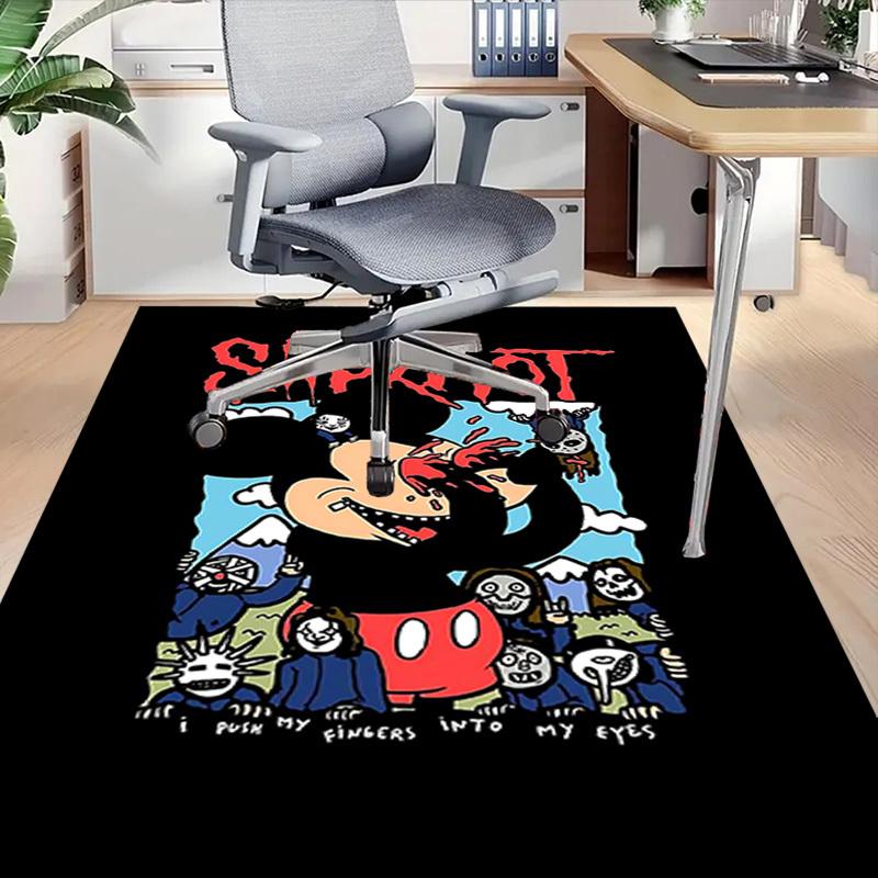 1pc Slipknot Mickey Home Office, Durable Polyester Floor Mat with Easy, Office Decor, Urban Style, Nonslip Backing, Highquality Fabric