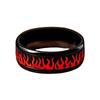 Matte Black & Red Flame Stainless Steel Ring - Perfect for Birthdays and Daily Wear