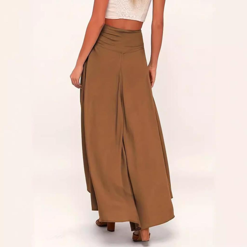 2025 Women's High Waist Ruffle Split Skirt - Elegant and Irregular Design for Summer