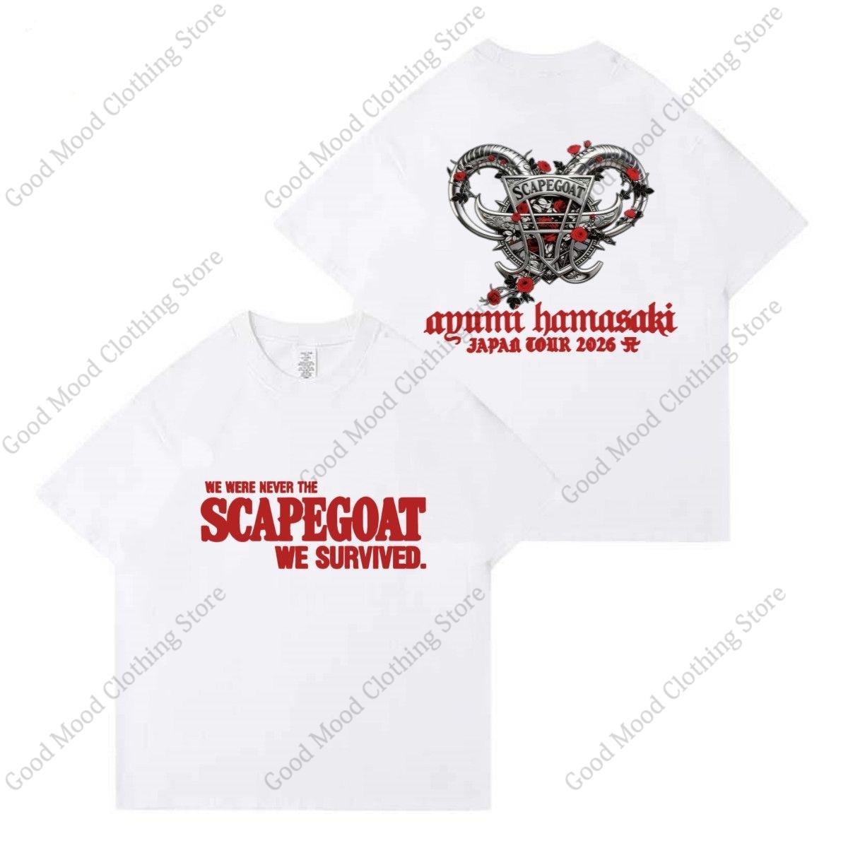 Hamasaki Ayumi T Shirt JAPAN TOUR 2026 Scapegoat Letter Print Tshirt Fashion Unisex Women High Quality Cotton Short Sleeve Tee Top S