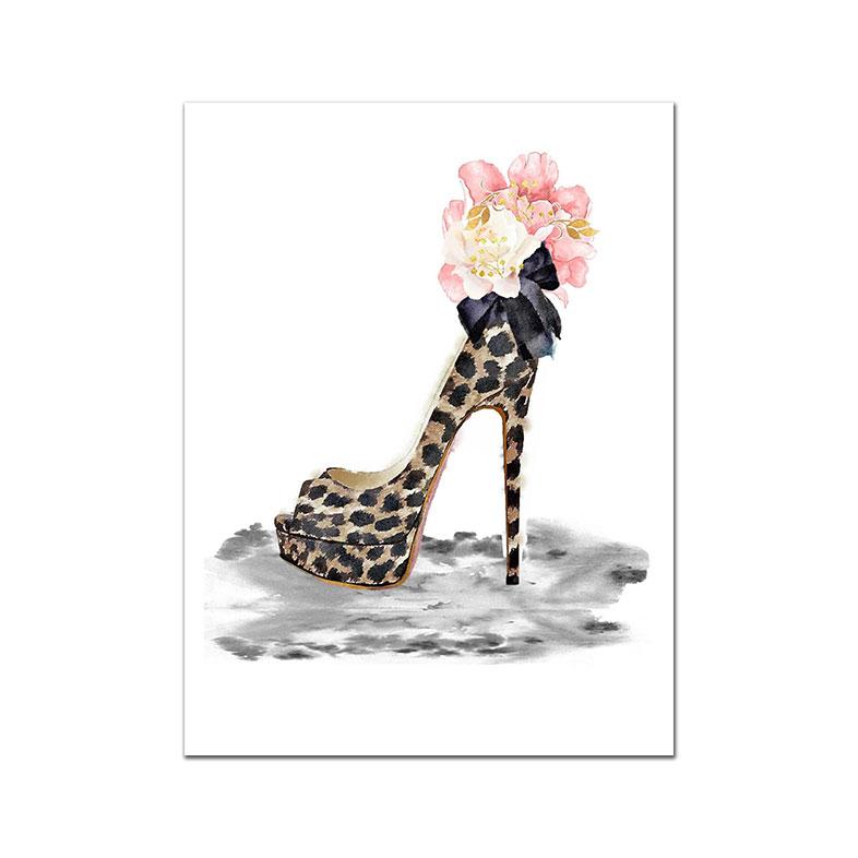 

Модный плакат с Эйфелевой башней, парфюмерией, художественным принтом, леопардовая обувь, холст, живопись, Париж, модная настенная картина, салон, декор для комнаты для девочек 21x30cm No Framed