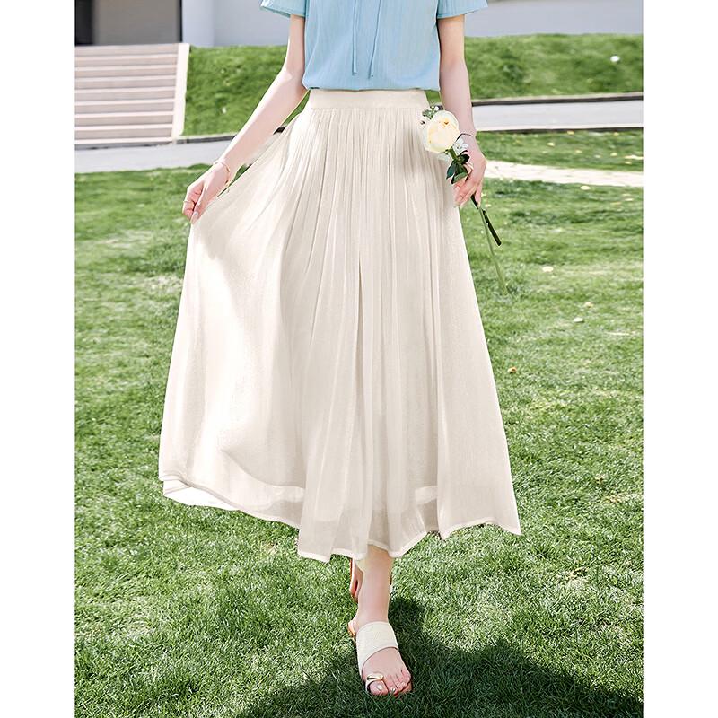 Elegant Summer High-Waist Pleated Mid-Length Skirt