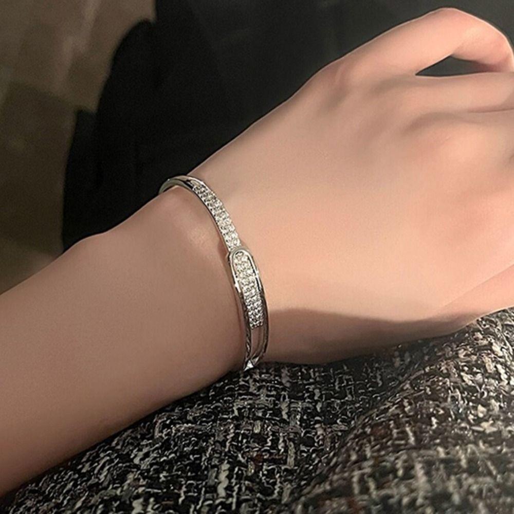 Set with Diamonds Opening Bangle Starry Sky Wrist Decoration Easy Matching Women Bracelet Party