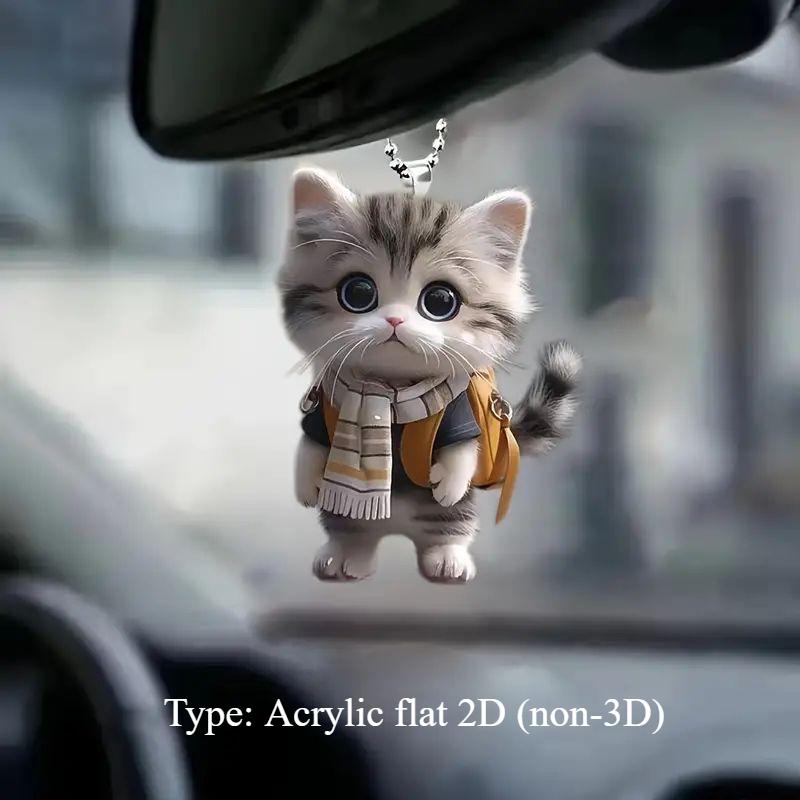 New Cute Cat Acrylic Material Flat 2D Car Pendant, Backpack Accessories, Home Decoration Y Keychain Pendant