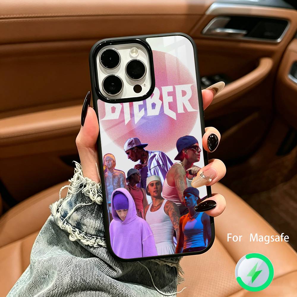 Top Pop Male Singer  Justin-B- Bieber For IPhone17 16 15 14 13 12 11 Plus Pro Max Plus Wireless Charger Phone Case