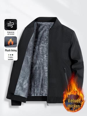 Veste administrative épaisse à velours pour hommes - Nouvelle collection 2025, style décontracté, chaud pour l'automne et l'hiver, Vêtements d'extérieur pour hommes d'âge moyen
