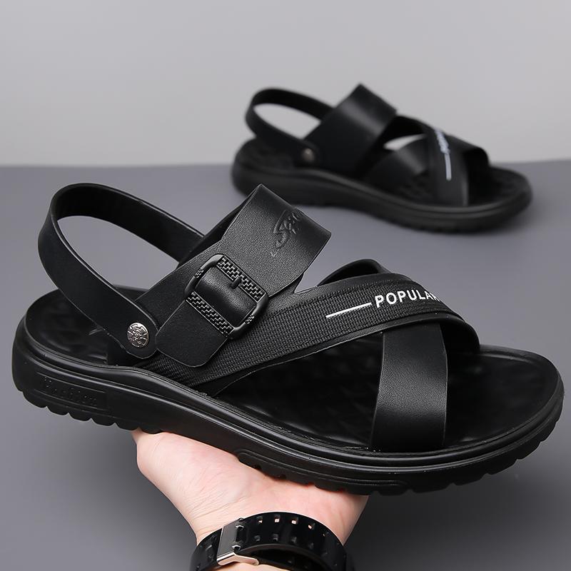 

Summer Business Men Sandals American Casual Breathable Driving Travel Beach Sandals British Social Sandals Men Sizes 38-48 48 чёрный