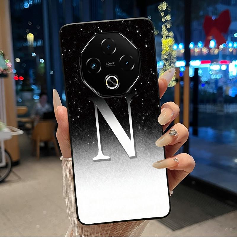 Anti-scratch Phone Case For Umidigi G100 Pro/G100 5G Soft Silicone Black Casing Lucky A-Z Letter With Flower Couple Shell