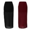 Women Maxi Skirt High Waist Mesh Yarn Cover Perspective Solid Color Skirt