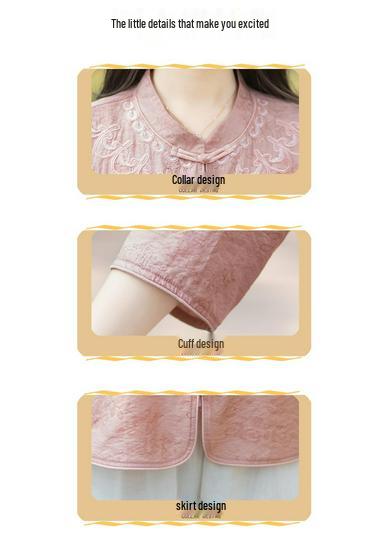 Chic Camicia Retro a Sette Maniche Stile Cinese
