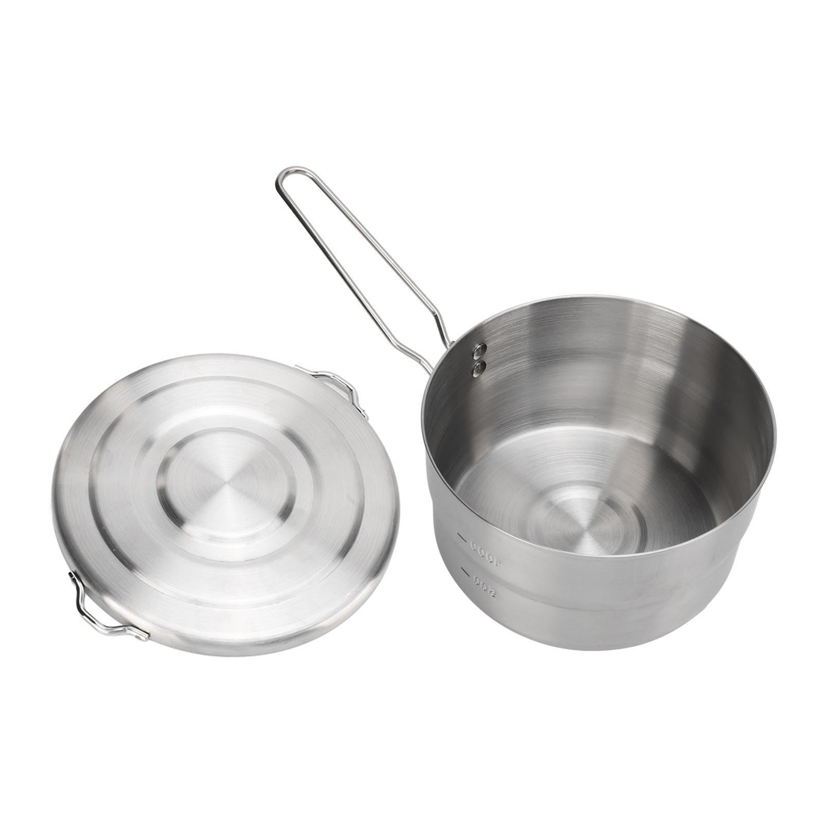 

1.5L Camping Pot 304 Stainless Steel Folding Handle Stable Camping Cook Pot with Lid for Outdoor Mountaineering Hiking