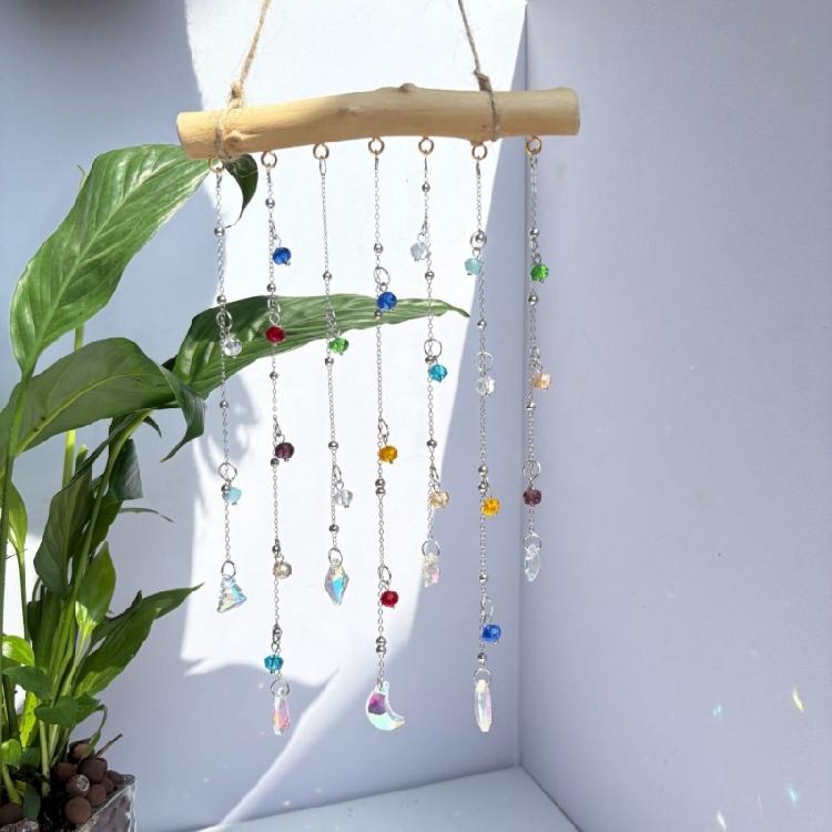 Crystal Suncatchers Window Hanging Moon Star Wind Chimes Sun Catchers Rainbows Makers Ornament Home Garden Decors Gift