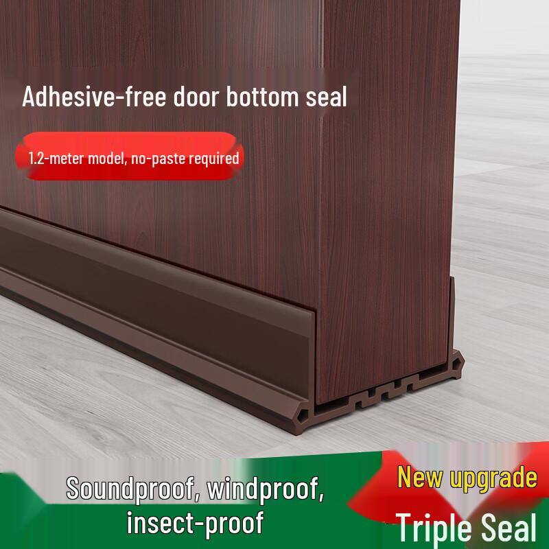 Miloqi Upgraded Soundproof Door Bottom Seal Strip Brown 0.96m (for door 4-4.8cm thick)