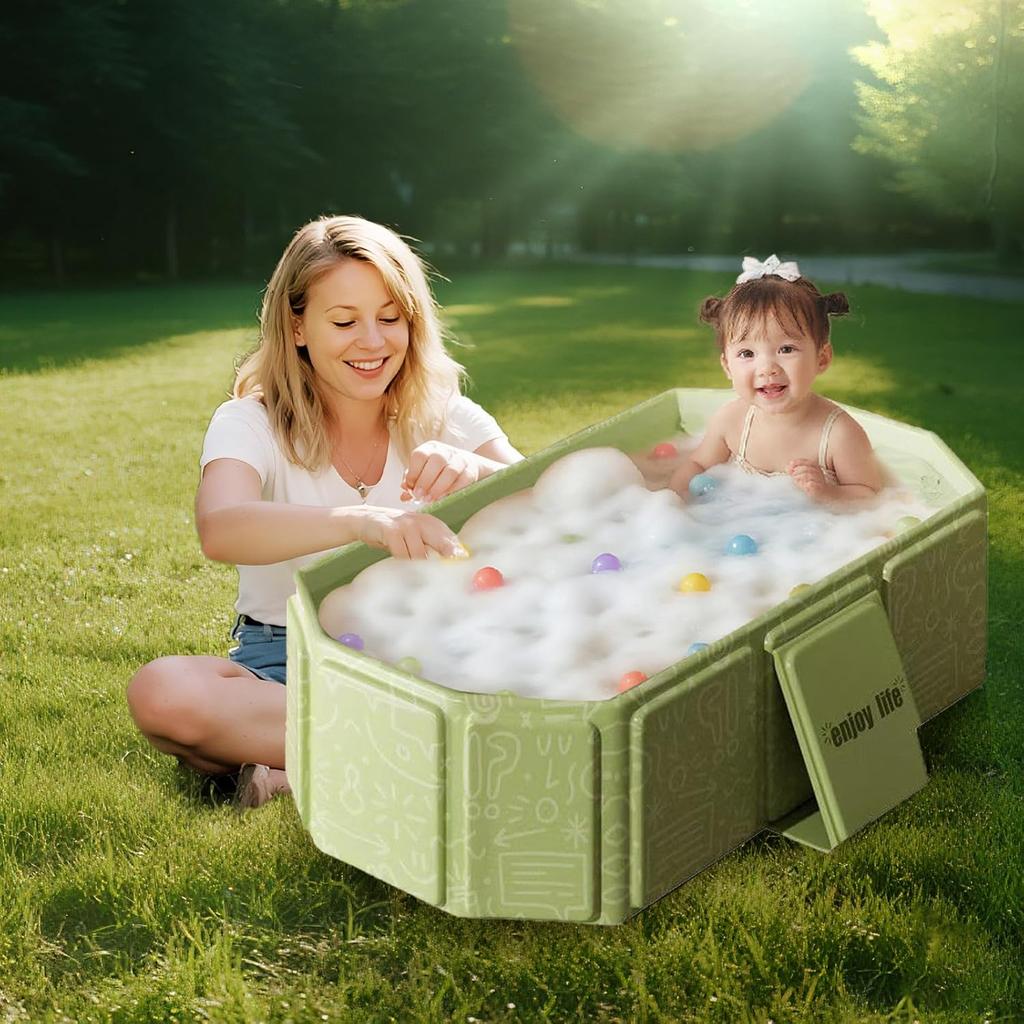 Toddler Bath Tub for Shower Portable Baby Bathtub Foldable Kids Bathtub Travel Shower Ready Easy to Clean Fits Ages 1-3