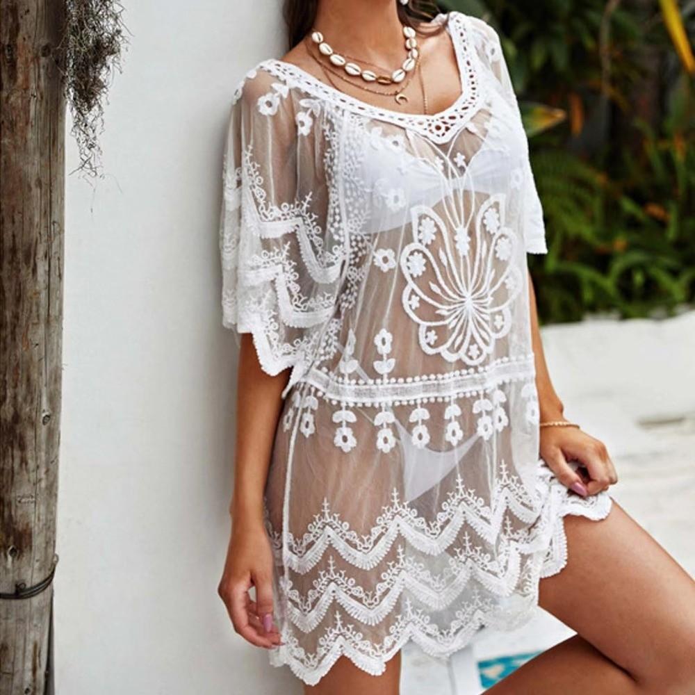 Loose Fit Swimsuit Coverup Mid Length Beach Dress Boho Bikini Cover Ups  Vacation Outfit