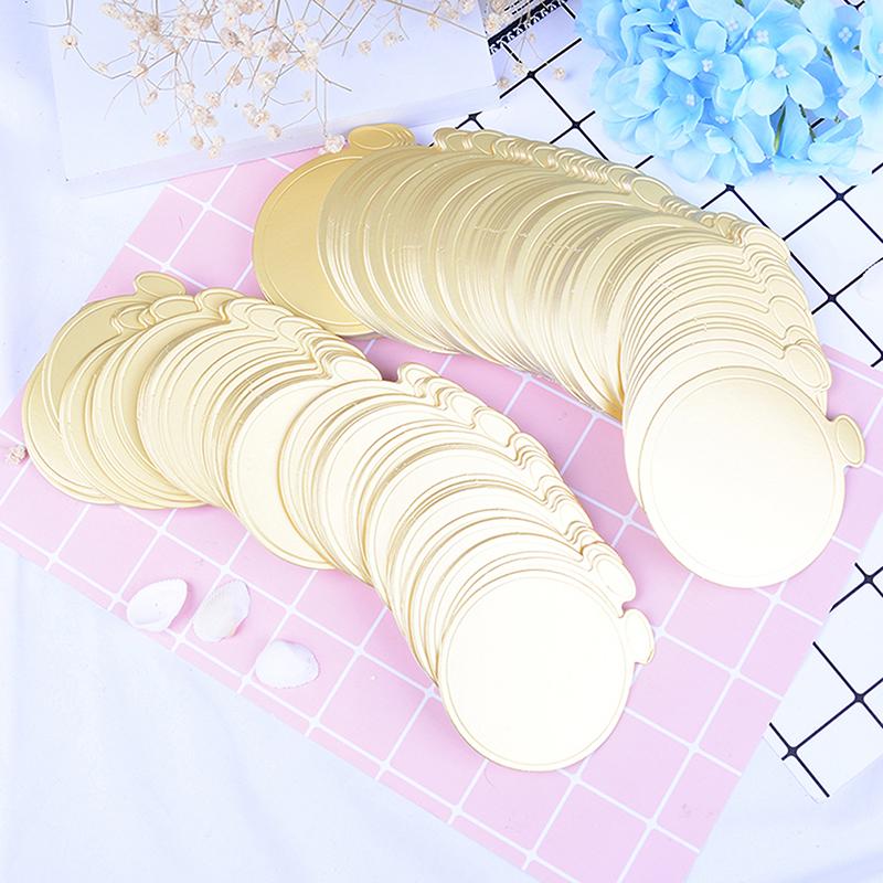 100 ცალი 8/9 სმ ოქროსფერი ტორტის ძირი ერთჯერადი მრგვალი მუსის დესერტის დაფა საკვები ქაღალდის საგები ტორტის საჩვენებელი ლანგარი საცხობი აქსესუარები ინსტრუმენტები