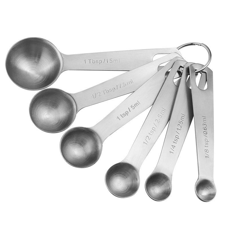 Stainless Steel Round Measuring Spoon Set for Coffee, Baking, and Milk Powder