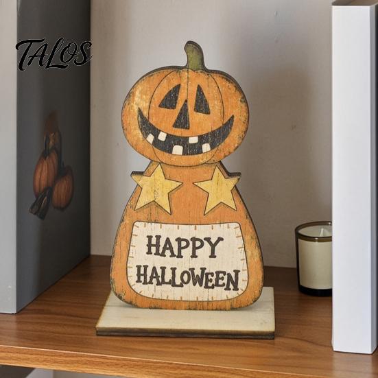 Versatile Room Decorations Cute Halloween Black Cat Pumpkin Skull Decor, Vintage Boo Wooden Sturdy Decorative Accents Signs, Tabletop Decoration