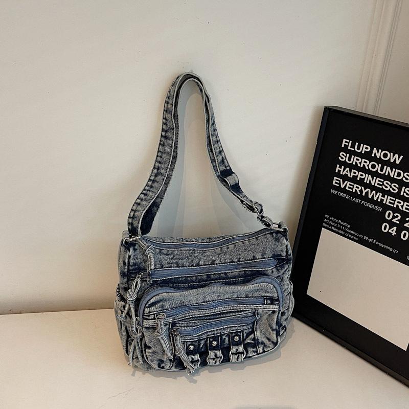 

Niche design casual simple texture trendy small square bag summer new 2025 fashionable women s shoulder messenger bag джинсовый синий