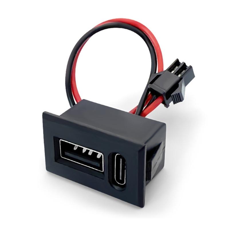 Lamp Charging Socket with Cable Connectors USB Female Base Type C Double Layer Socket 2 Port Adapter for LED Light Toys